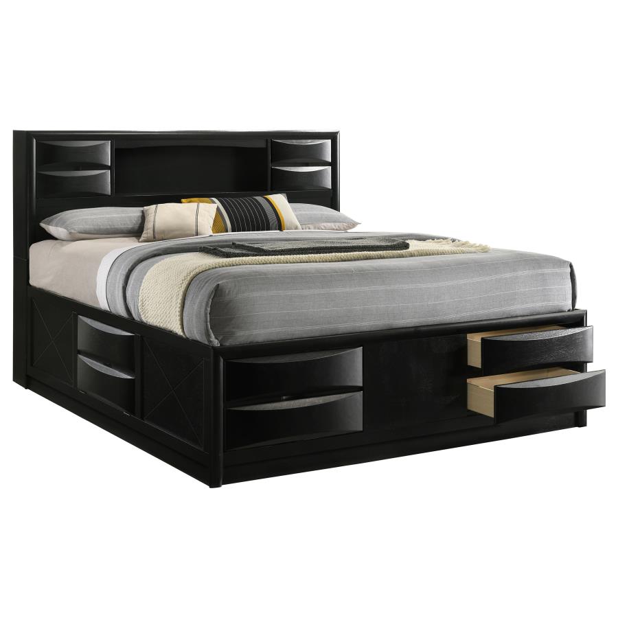Briana Wood Eastern King Storage Bookcase Bed Black - 202701KE
