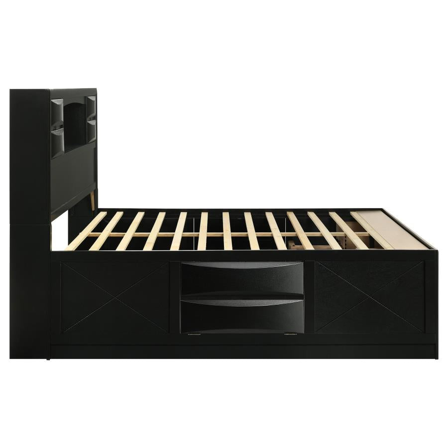 Briana Wood California King Storage Bookcase Bed Black - 202701KW