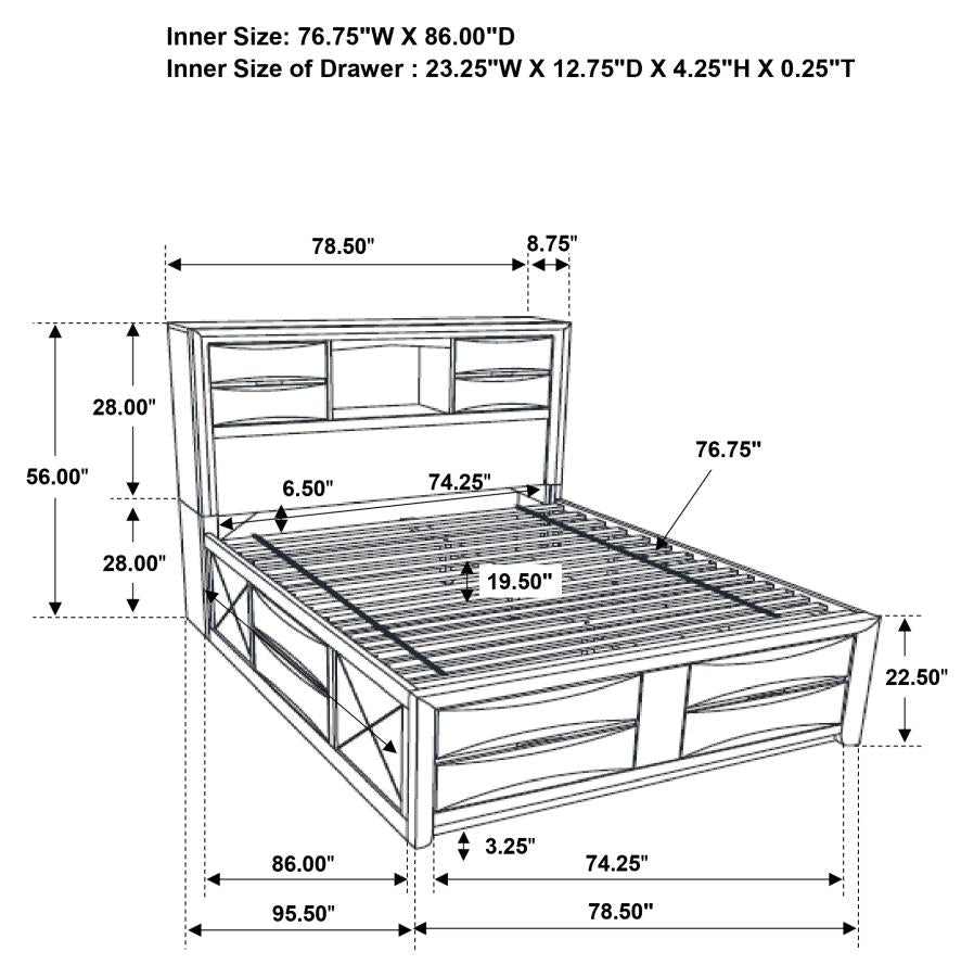 Briana Wood California King Storage Bookcase Bed Black - 202701KW