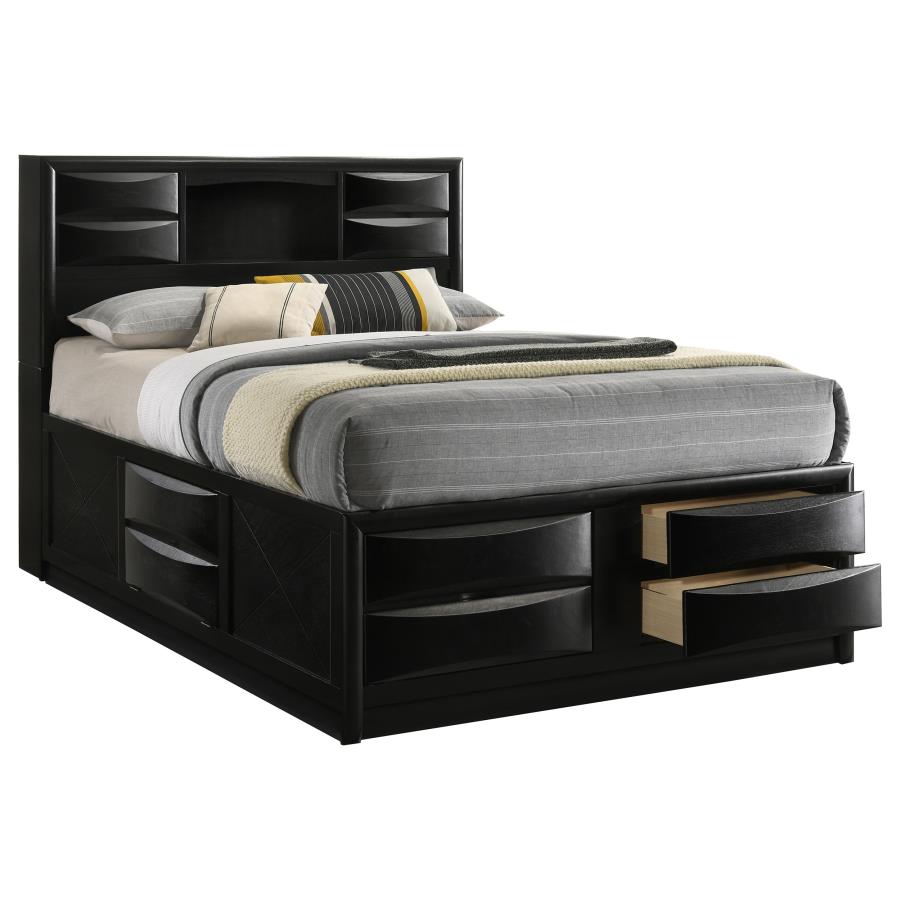 Briana Wood Queen Storage Bookcase Bed Black - 202701Q
