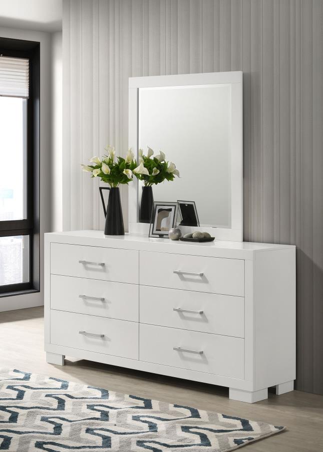 Jessica 6-drawer Dresser with Mirror Snow White - 202993M