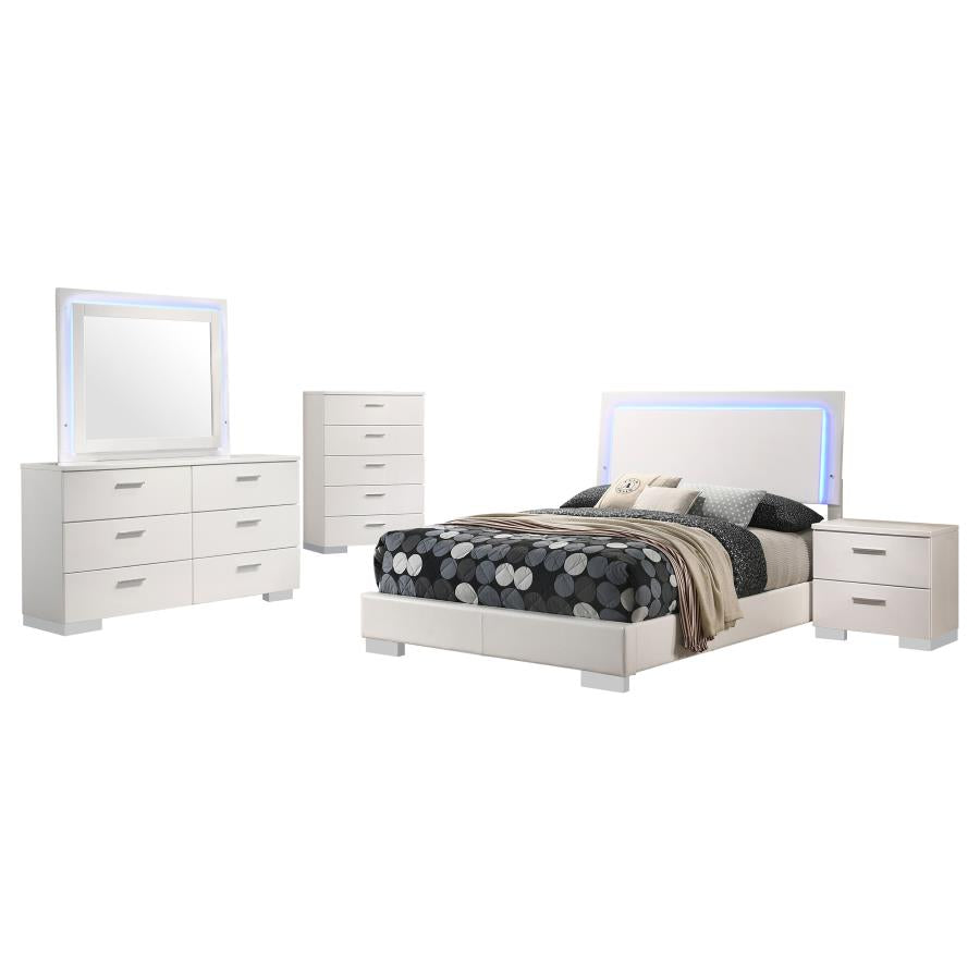 Felicity 5-piece Full Bedroom Set White High Gloss - 203500F-S5L