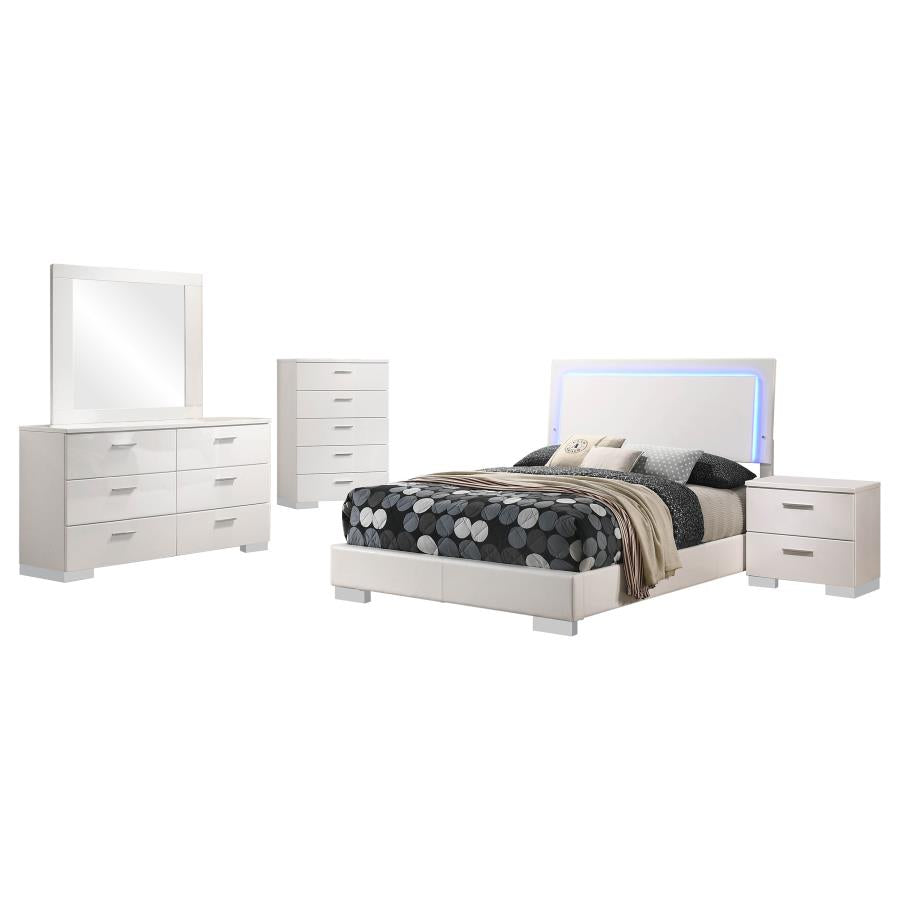 Felicity 5-piece Full Bedroom Set White High Gloss - 203500F-S5