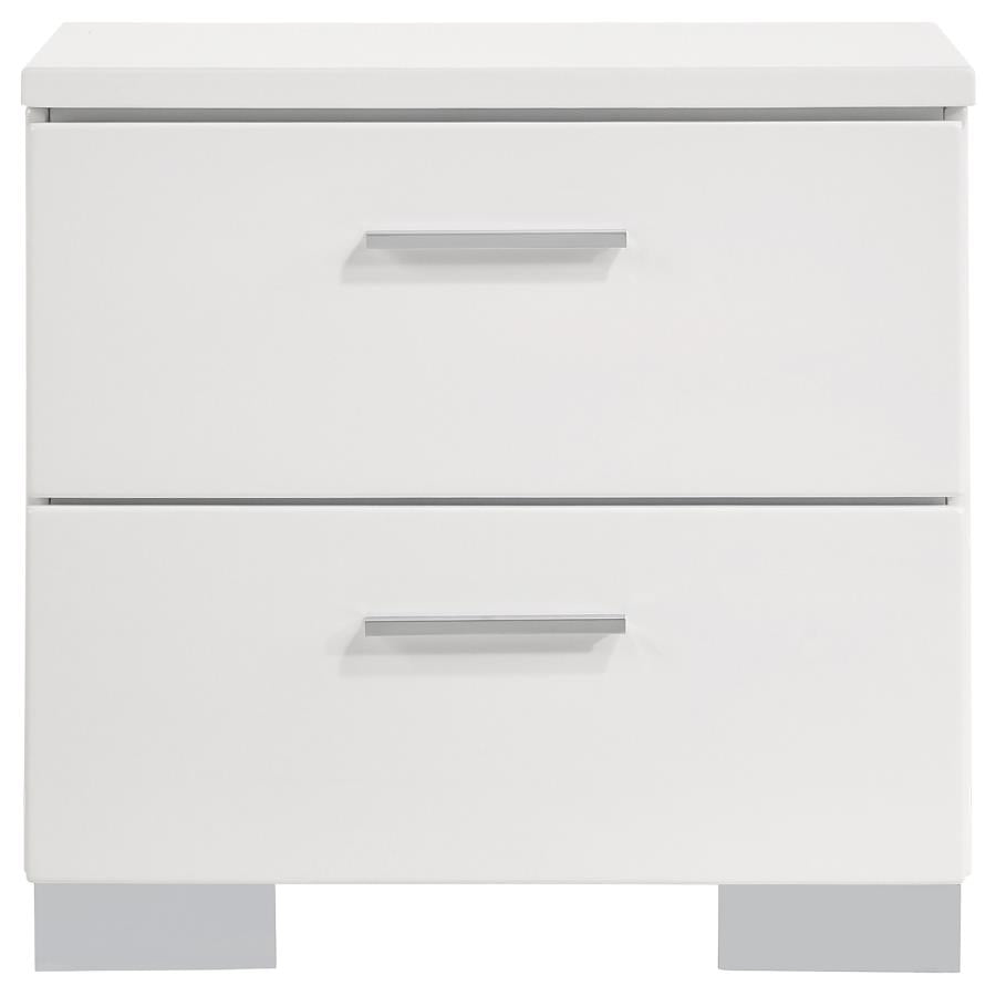 Felicity 4-piece Eastern King Bedroom Set White High Gloss - 203500KE-S4L