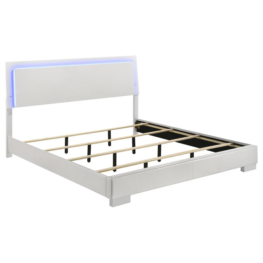 Felicity 6-piece Eastern King Bedroom Set White High Gloss - 203500KE-S6