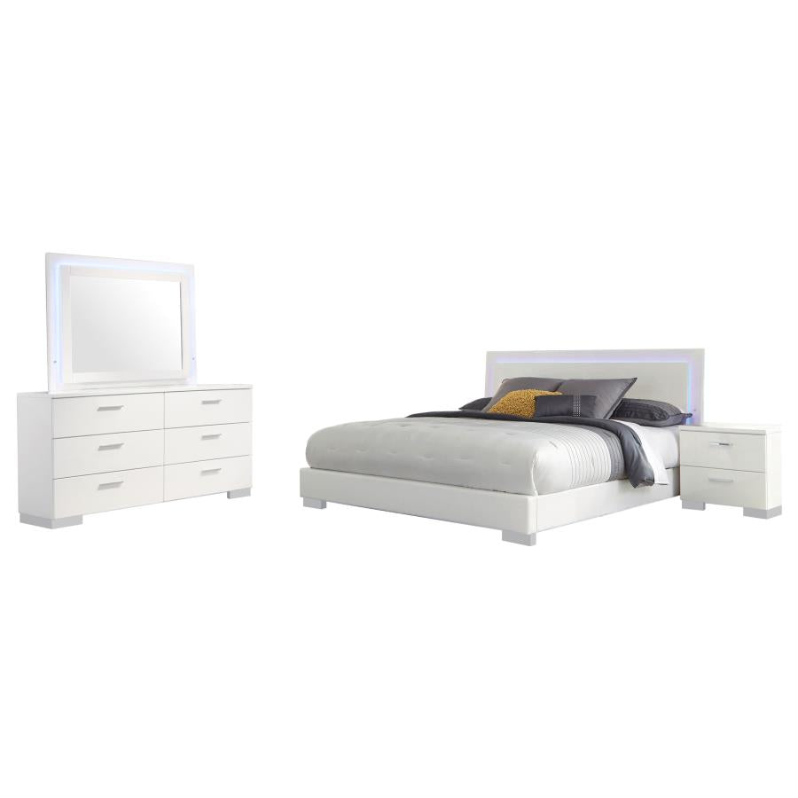 Felicity 4-piece California King Bedroom Set White Gloss - 203500KW-S4L