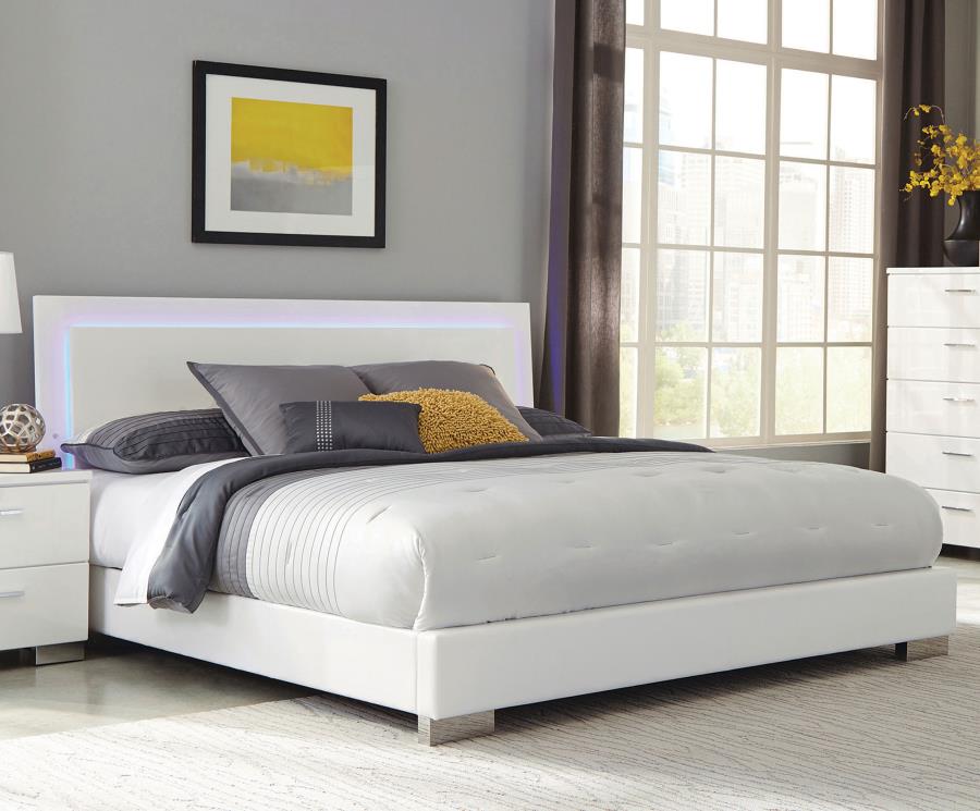 Felicity Wood California King LED Panel Bed White High Gloss - 203500KW