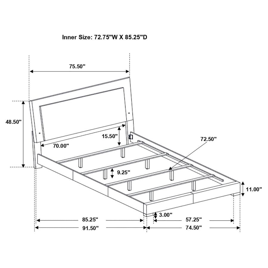 Felicity Wood California King LED Panel Bed White High Gloss - 203500KW