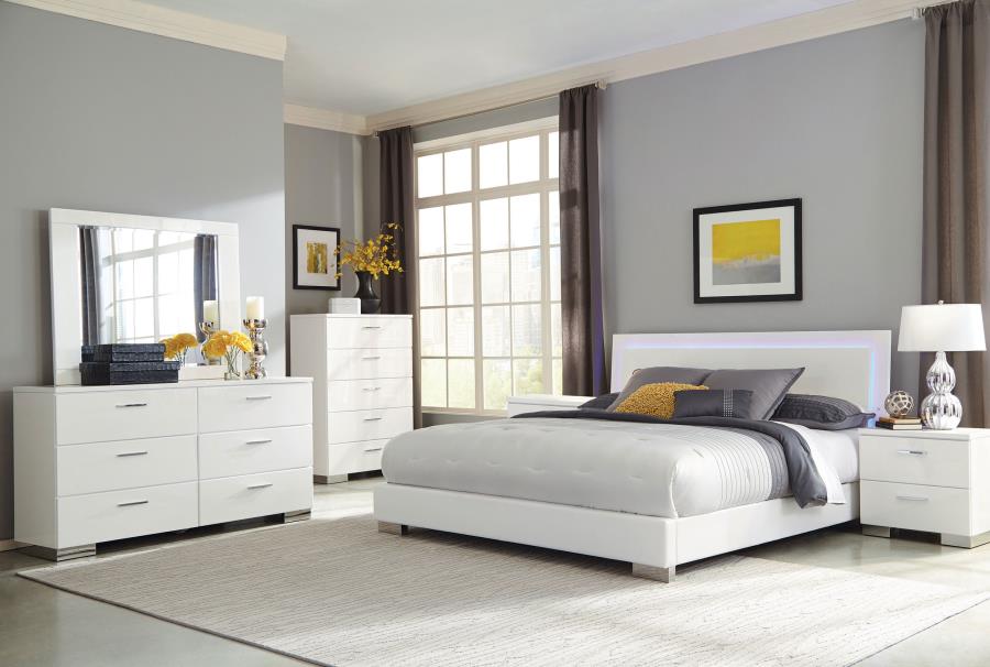Felicity 6-piece Queen Bedroom Set White High Gloss - 203500Q-S6