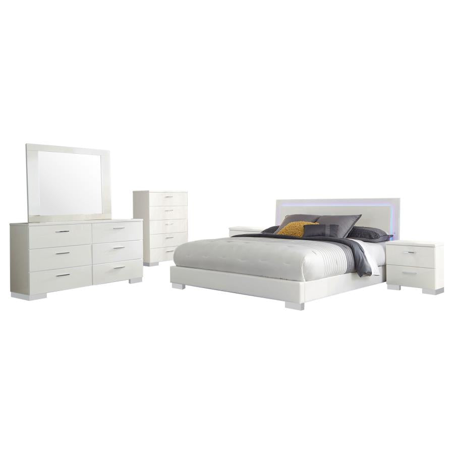 Felicity 6-piece Queen Bedroom Set White High Gloss - 203500Q-S6