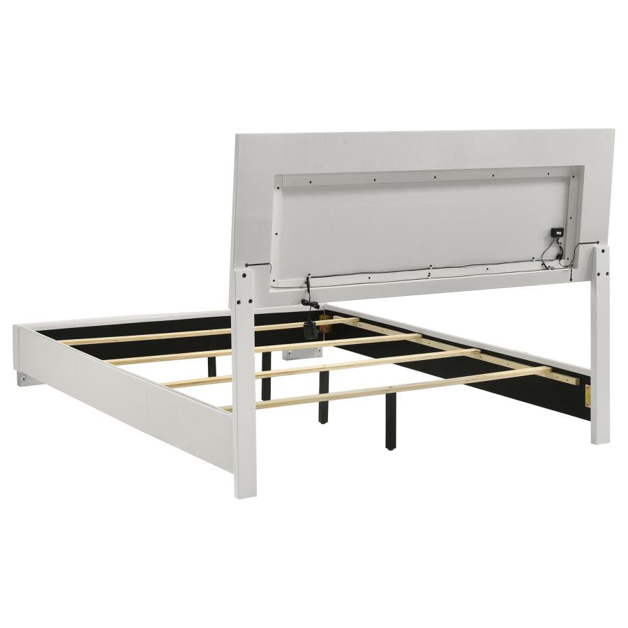 Felicity Wood Queen LED Panel Bed White High Gloss - 203500Q