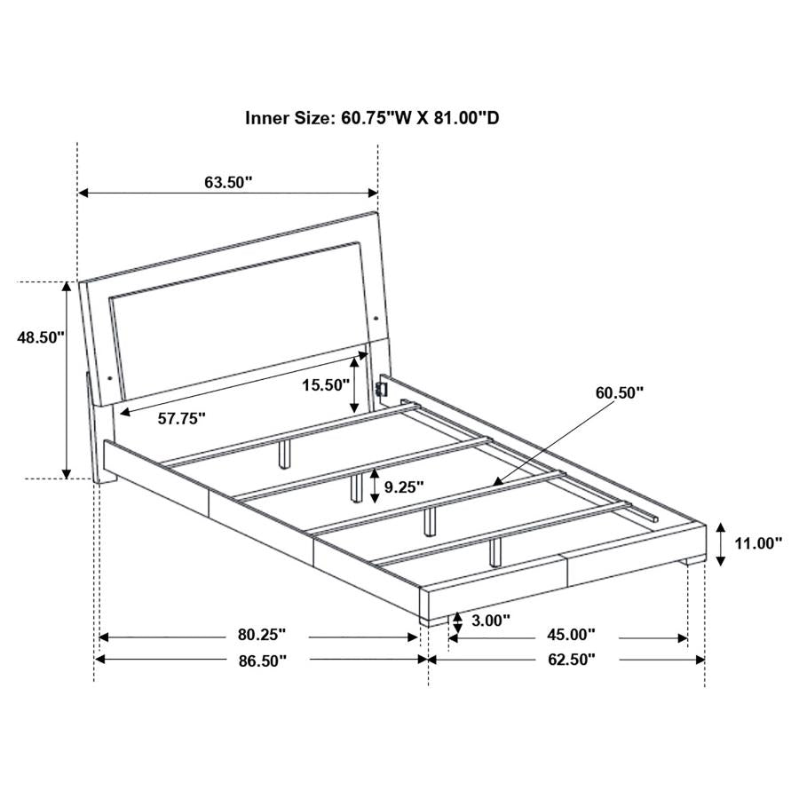 Felicity Wood Queen LED Panel Bed White High Gloss - 203500Q