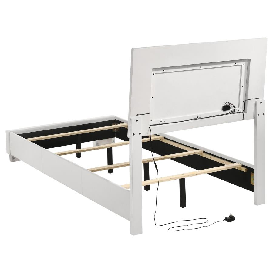 Felicity Wood Twin LED Panel Bed White High Gloss - 203500T