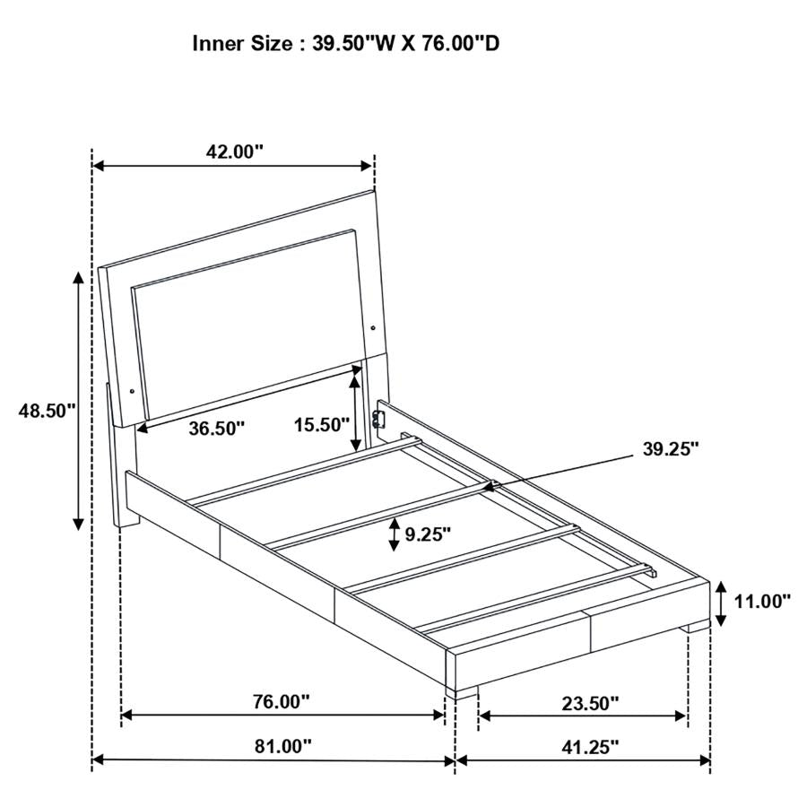Felicity Wood Twin LED Panel Bed White High Gloss - 203500T