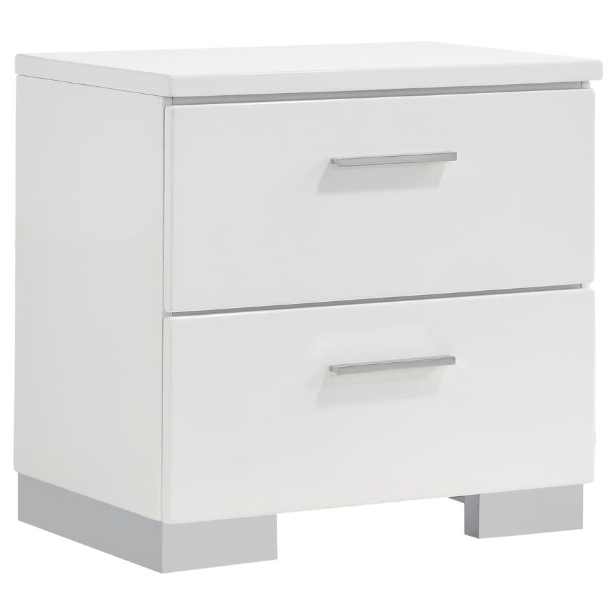 Felicity 6-piece Eastern King Bedroom Set White High Gloss - 203501KE-S6