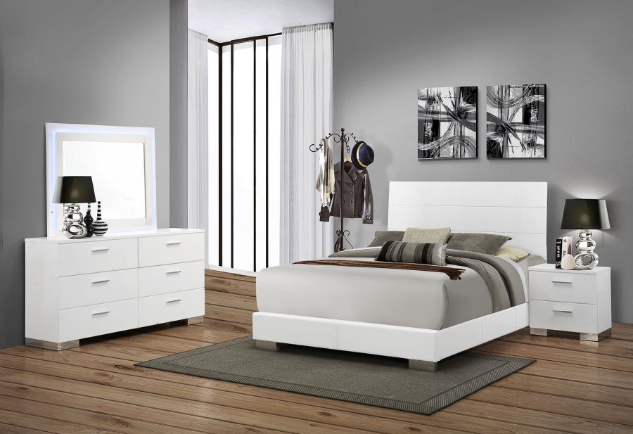 Felicity 4-piece Queen Bedroom Set White High Gloss - 203501Q-S4L