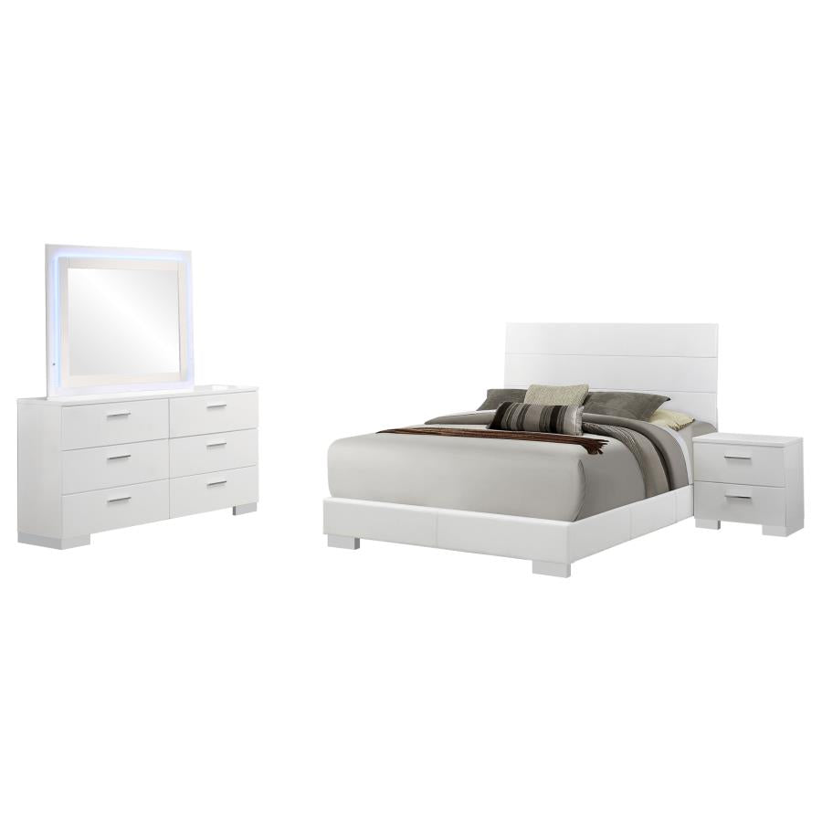 Felicity 4-piece Queen Bedroom Set White High Gloss - 203501Q-S4L