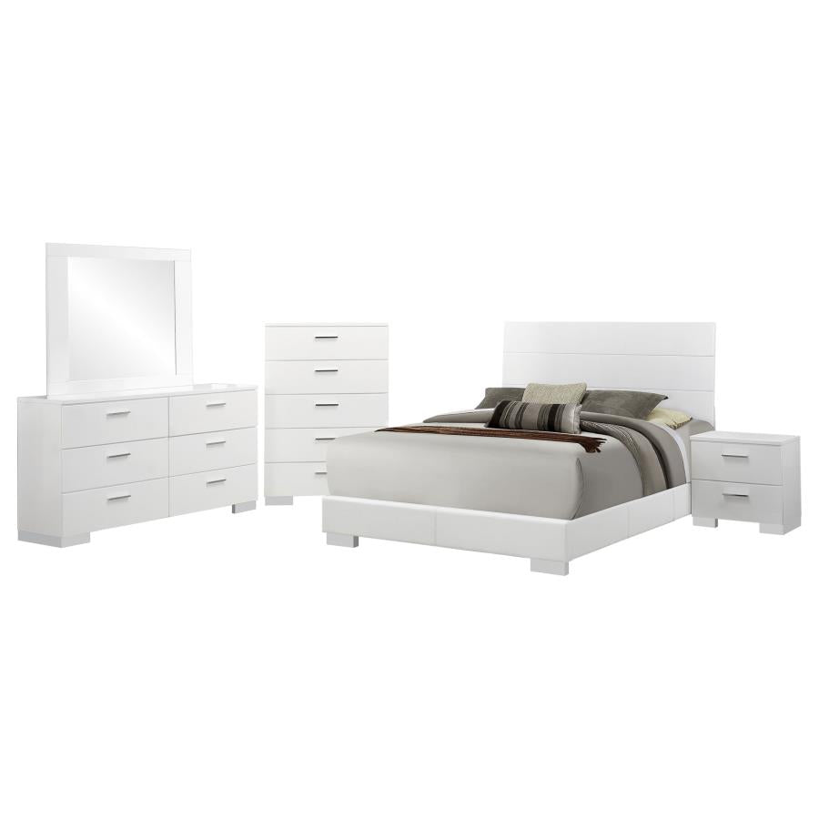Felicity 5-piece Queen Bedroom Set White High Gloss - 203501Q-S5