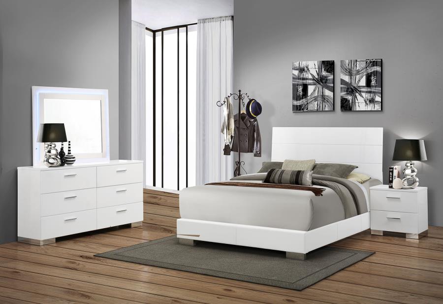 Felicity Wood LED Dresser Mirror White High Gloss - 203504LED