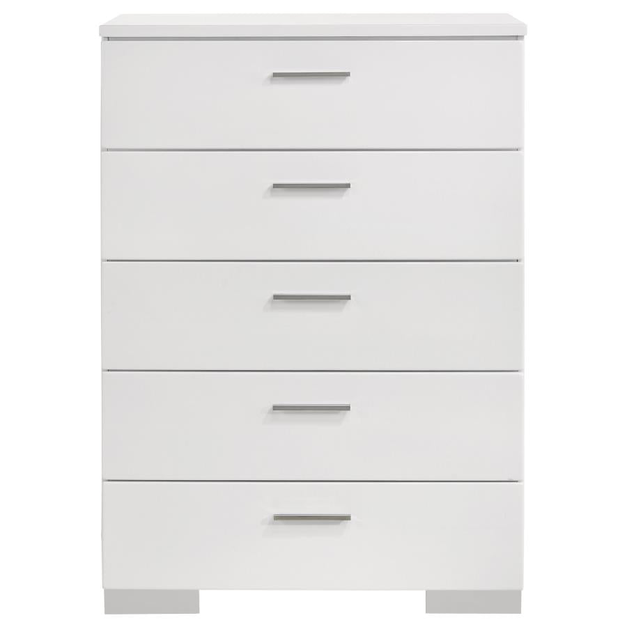 Felicity 5-drawer Bedroom Chest White High Gloss - 203505