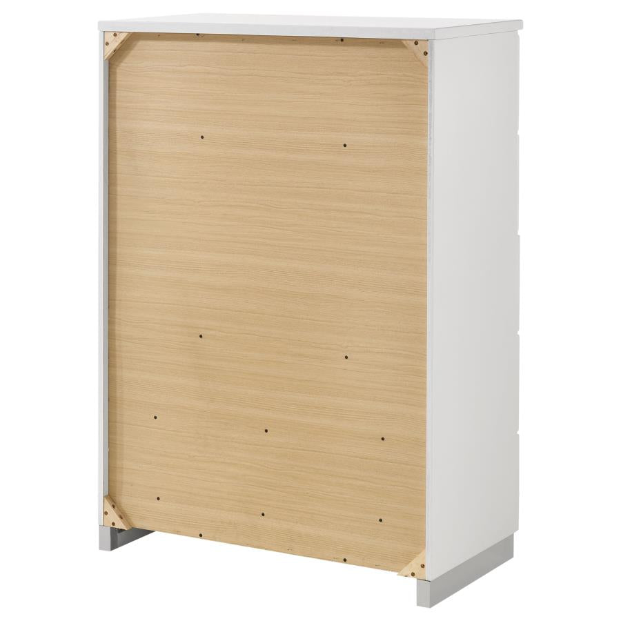 Felicity 5-drawer Bedroom Chest White High Gloss - 203505