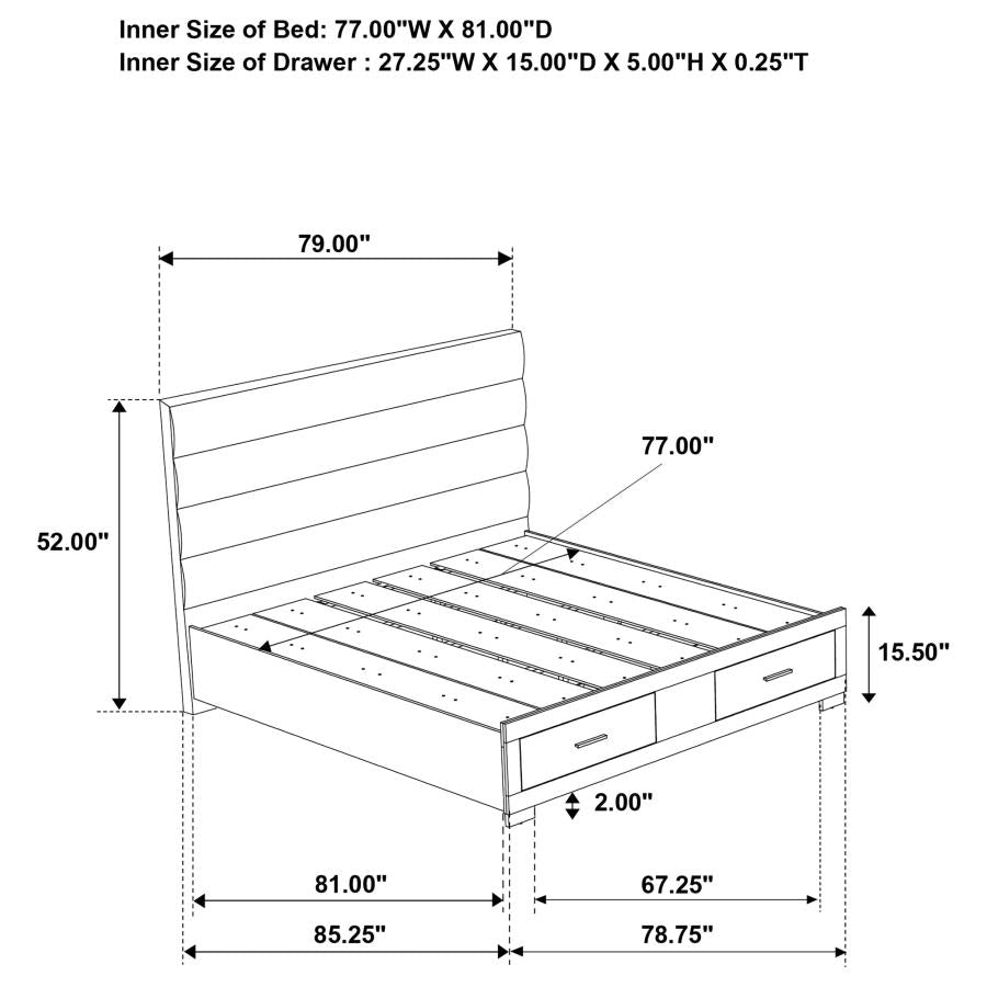 Felicity 4-piece Eastern King Platform Bedroom Set White - 203510KE-S4