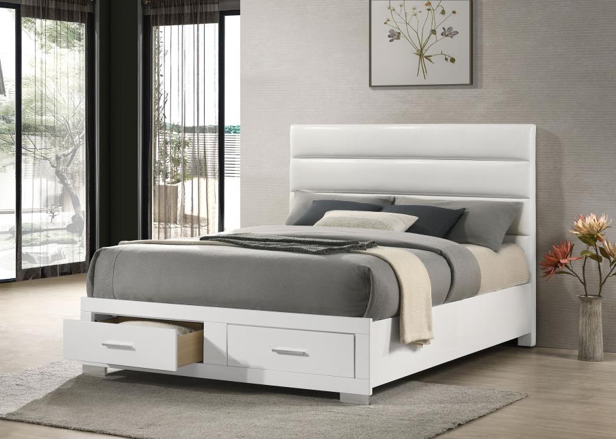 Felicity Eastern King Storage Bed White High Gloss - 203510KE