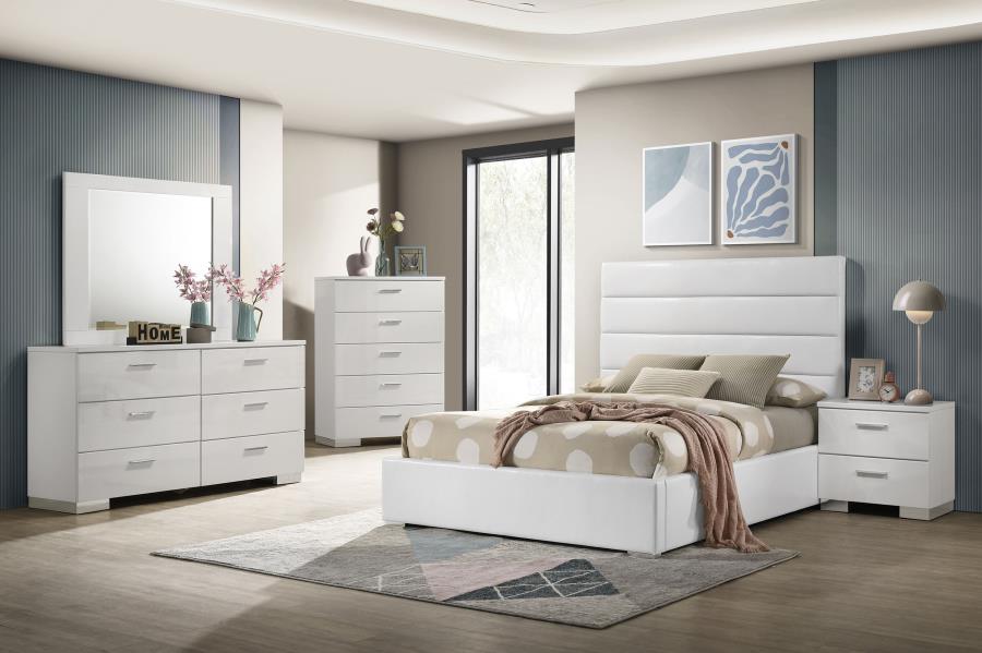 Felicity 53-inch Upholstered Full Platform Bed White - 203511F