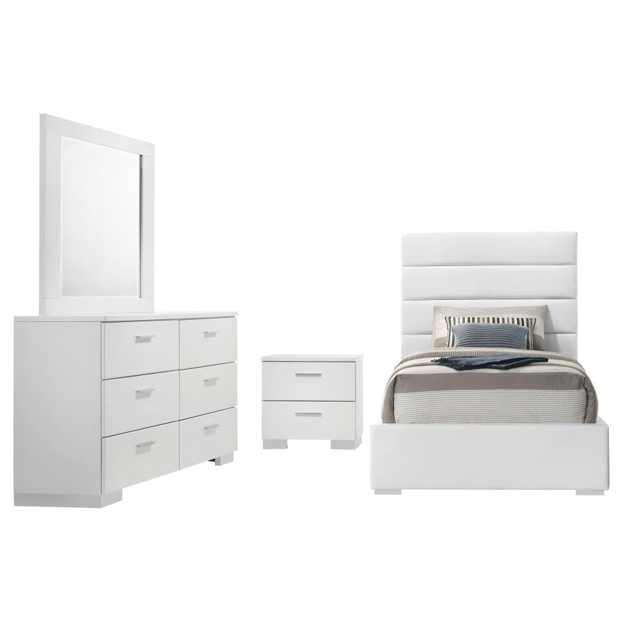 Felicity 4-piece Twin Bedroom Set White High Gloss - 203511T-S4