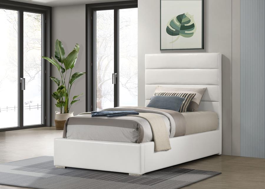 Felicity 53-inch Upholstered Twin Platform Bed White - 203511T