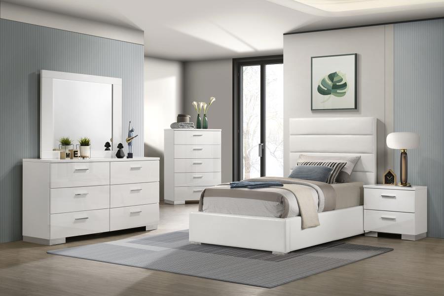 Felicity 53-inch Upholstered Twin Platform Bed White - 203511T