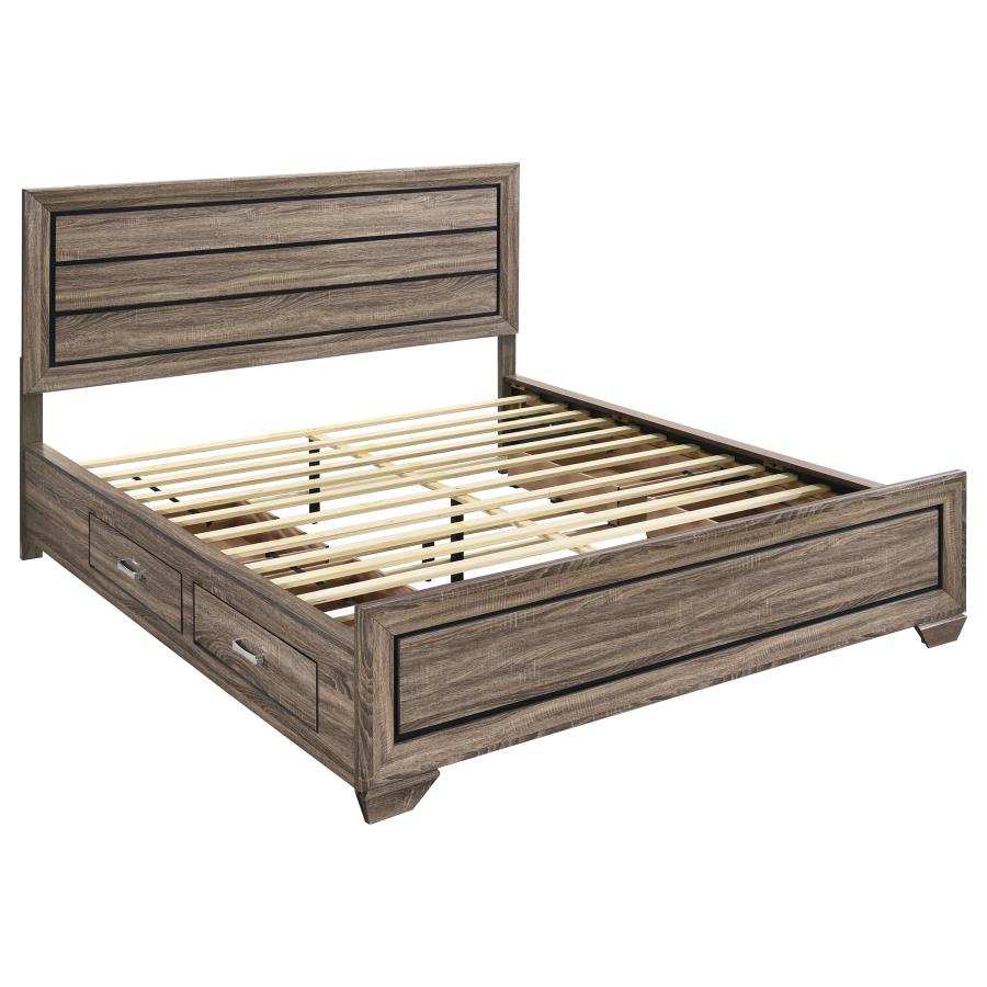 Kauffman Wood California King Storage Panel Bed Washed Taupe - 204190KW