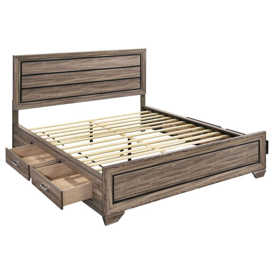 Kauffman Wood California King Storage Panel Bed Washed Taupe - 204190KW