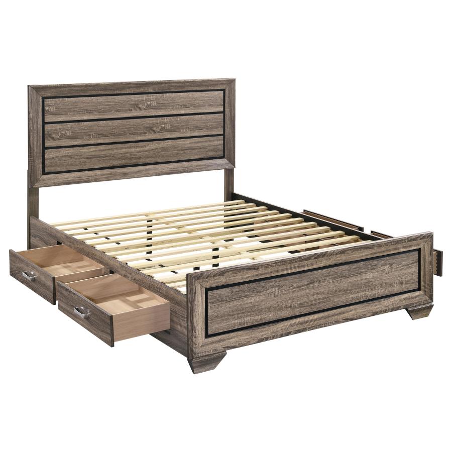 Kauffman Wood Queen Storage Panel Bed Washed Taupe - 204190Q
