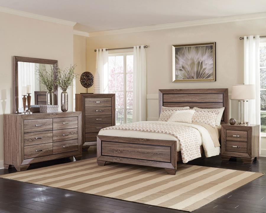 Kauffman 5-piece Eastern King Bedroom Set Washed Taupe - 204191KE-S5