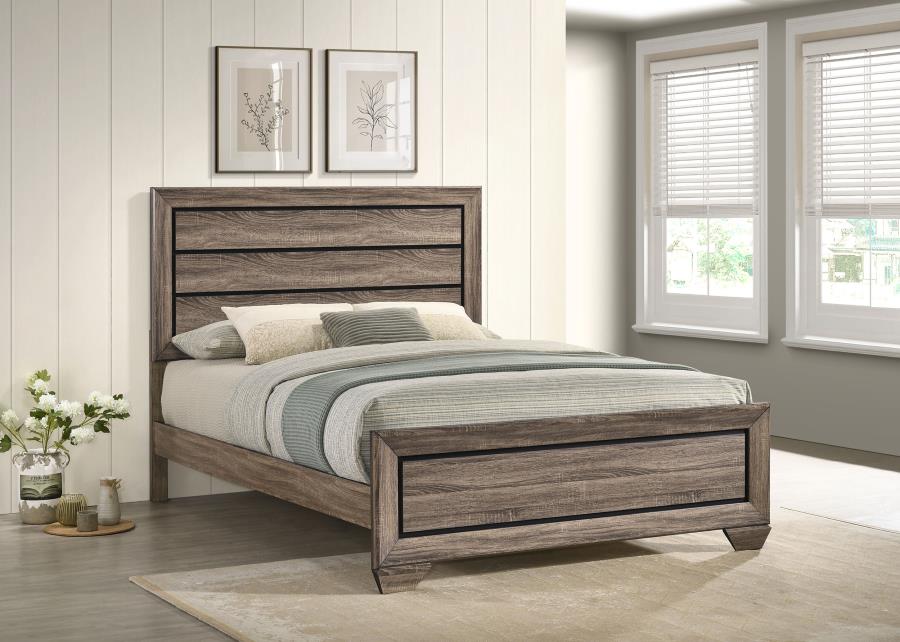 Kauffman Wood Queen Panel Bed Washed Taupe - 204191Q