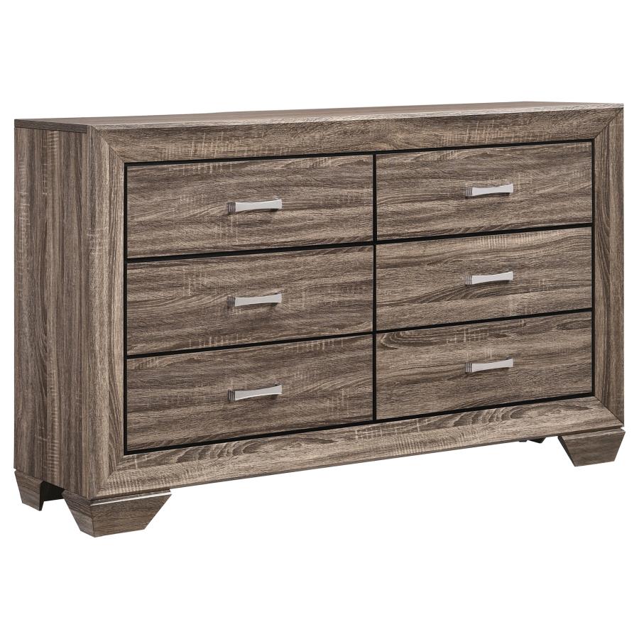 Kauffman 6-drawer Dresser Washed Taupe - 204193