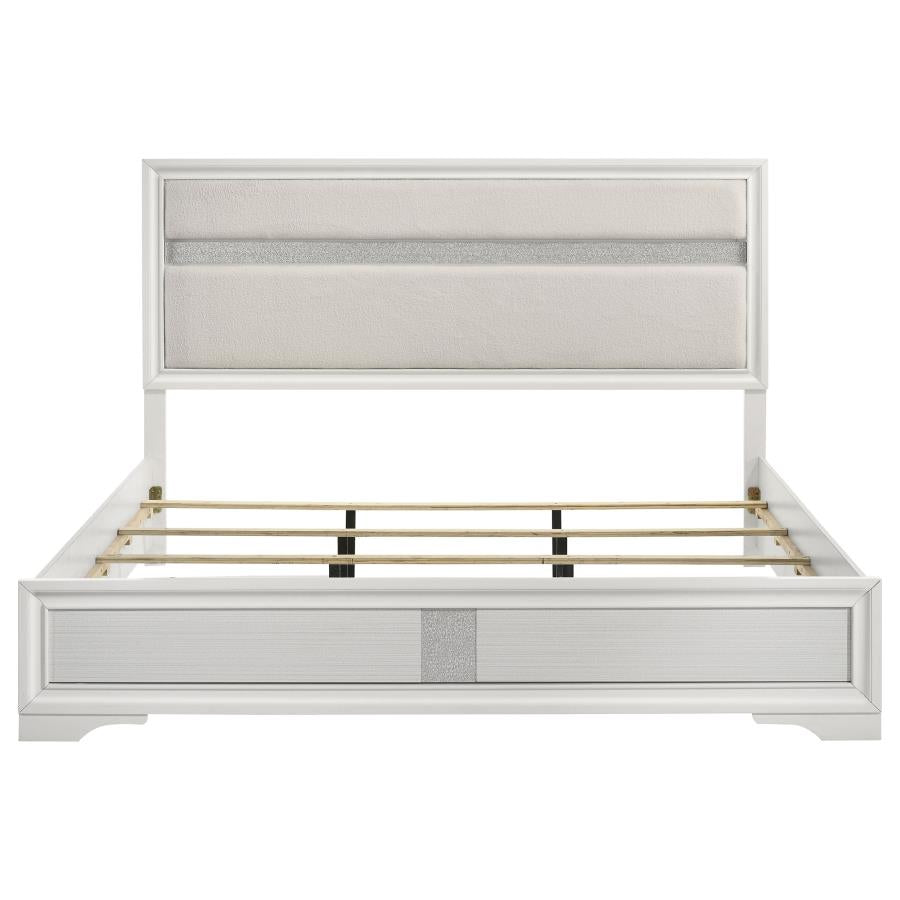 Miranda 54-inch Upholstered Eastern King Panel Bed White - 205110KE