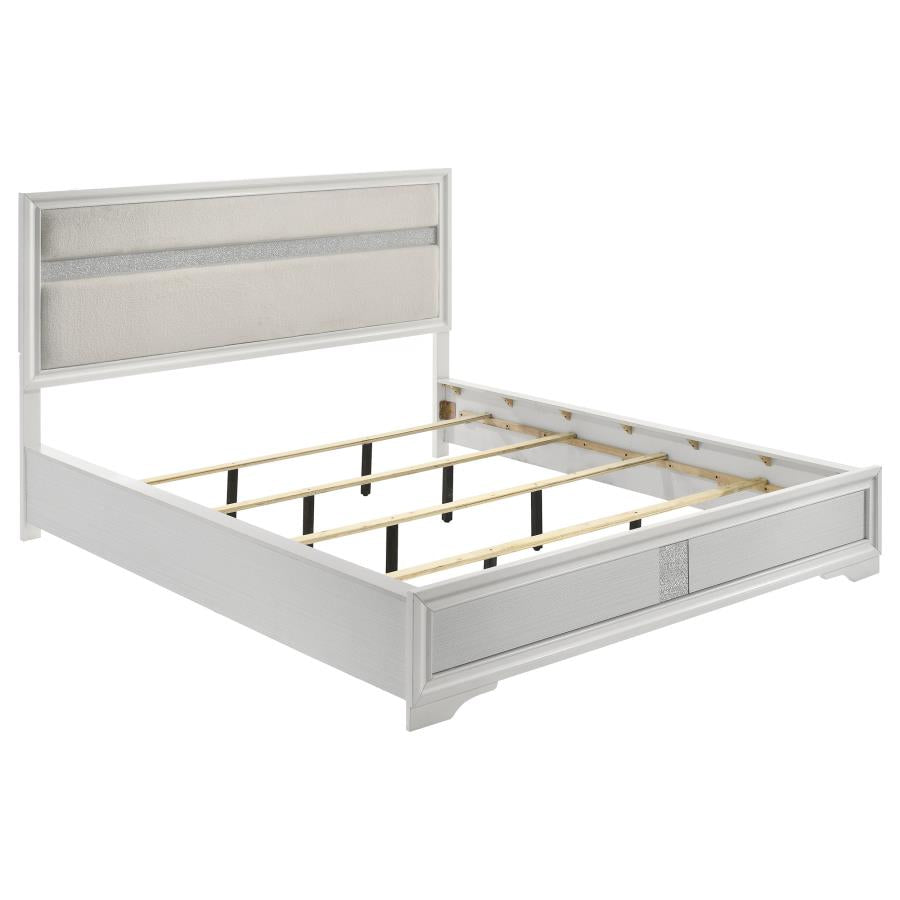 Miranda 54-inch Upholstered California King Panel Bed White - 205110KW