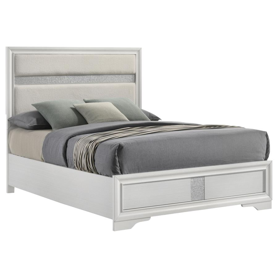Miranda 54-inch Upholstered Queen Panel Bed White - 205110Q