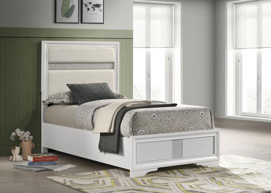 Miranda 54-inch Upholstered Twin Panel Bed White - 205110T