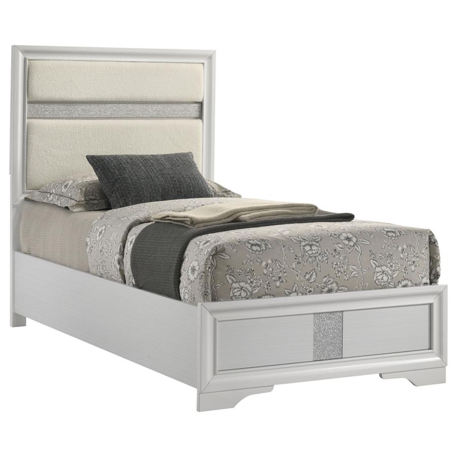 Miranda 54-inch Upholstered Twin Panel Bed White - 205110T