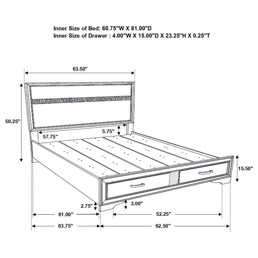 Miranda 51-inch Wood Queen Storage Panel Bed White - 205111Q