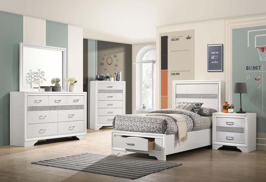 Miranda 51-inch Wood Twin Storage Panel Bed White - 205111T