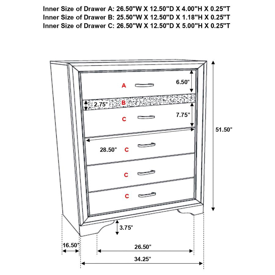 Miranda 6-drawer Bedroom Chest White - 205115