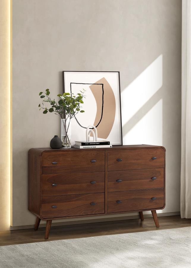 Robyn 6-drawer Bedroom Dresser Dark Walnut - 205133