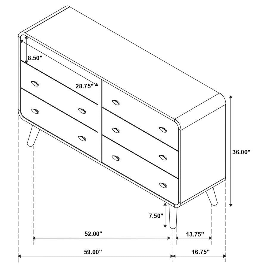 Robyn 6-drawer Bedroom Dresser Dark Walnut - 205133