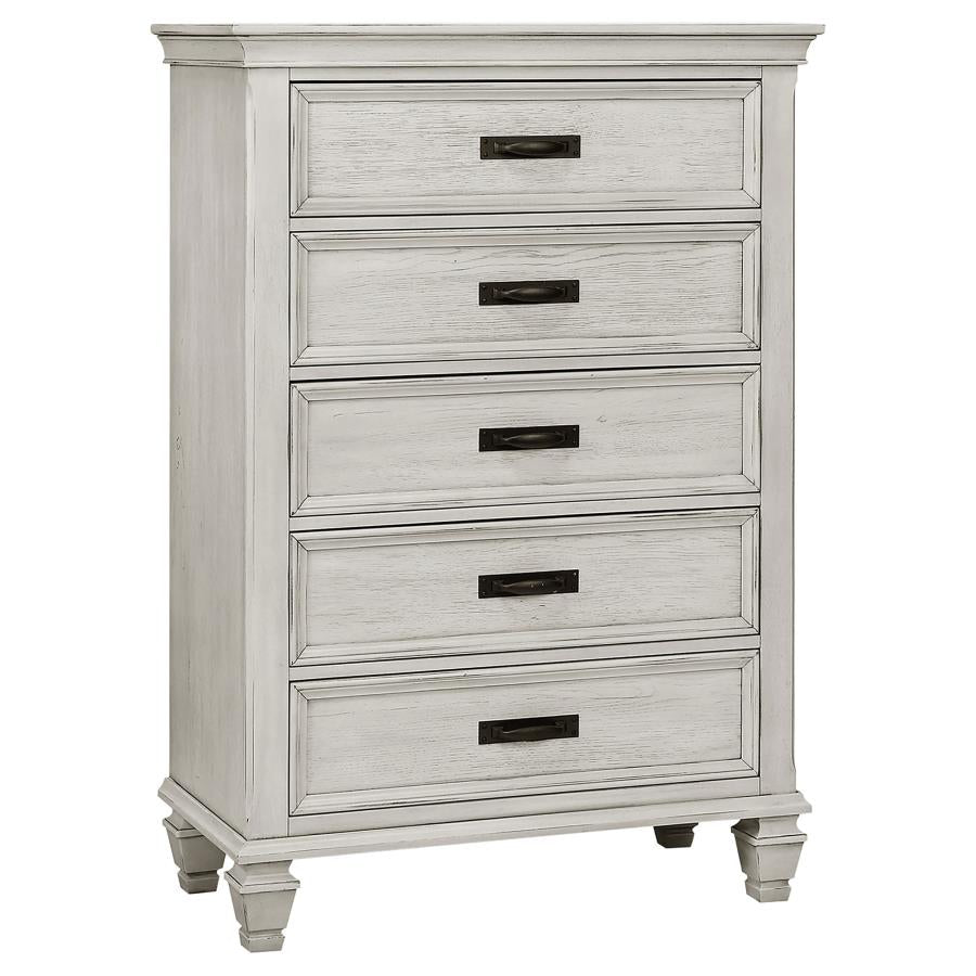 Franco 5-piece Eastern King Bedroom Set Distressed White - 205330KE-S5