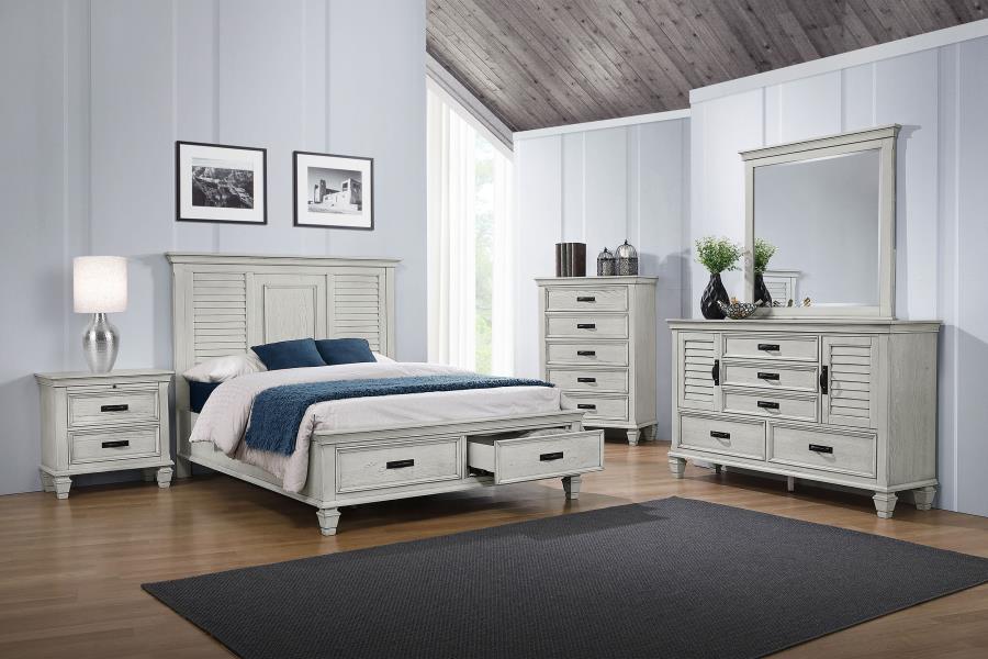 Franco 5-piece Queen Bedroom Set Distressed White - 205330Q-S5