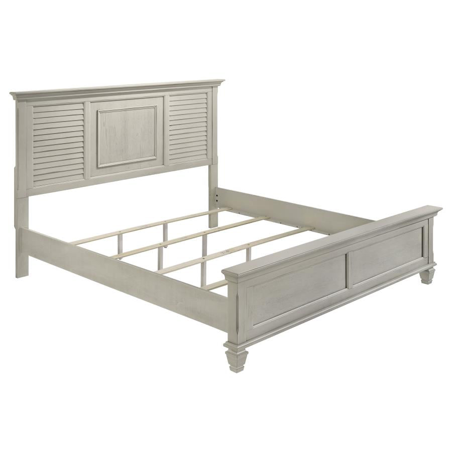 Franco 4-piece Eastern King Bedroom Set Distressed White - 205331KE-S4